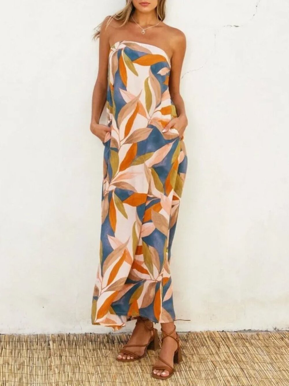 Dress Forum Strapless Tropical Maxi Dress